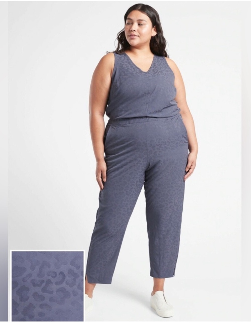 Athleta Brooklyn Textured Jumpsuit Leopard Print Size 22